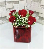 Kırmızı Camda kırmızı güller - 420,00 TL